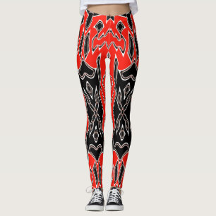Red & black seamless "Ratti_Creative_Arts" Leggings
