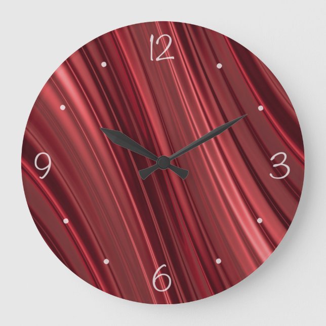 Red black shaded stripes large clock (Front)