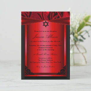 Red & Black Silk bat mitzvah Invitation