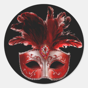 Red Black & Silver Masquerade Party Sticker