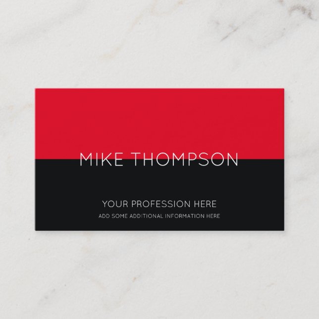 red & black, simple, cool & modern business card (Front)