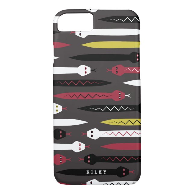 Red & Black Snake Pattern - Custom Name Case-Mate iPhone Case (Back)