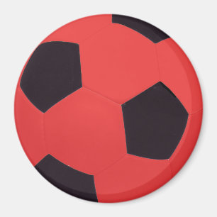 Red & Black Soccer Ball Magnet