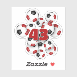 red black soccer balls sticker w jersey number
