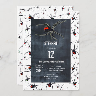 Red & Black Spider Birthday Party Theme Invitation