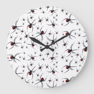 Red & Black Spider Pattern Large Clock