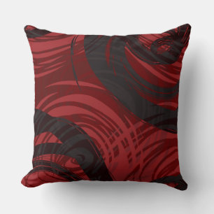 RED BLACK SPIRAL DESIGN Retro Throw Pillow