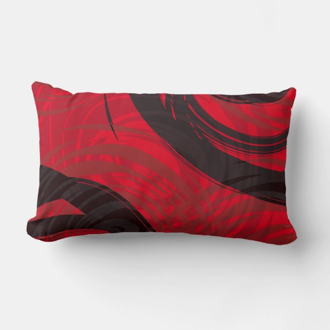 RED BLACK SPIRAL DESIGN Retro Throw Pillow (Front)