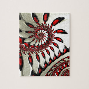 Red & Black Spiral Fractal Jigsaw Puzzle