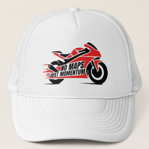 Red Black Sport Motorcycle Trucker Hat