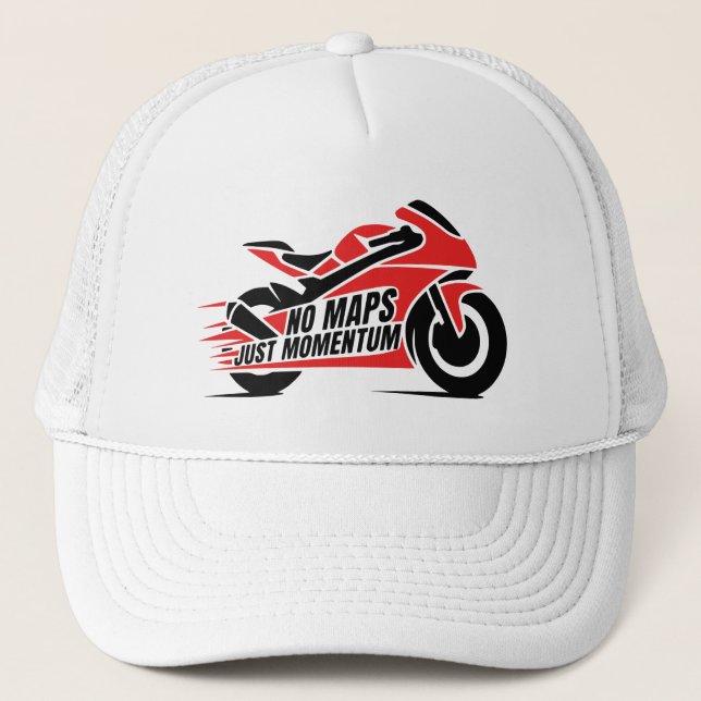 Red Black Sport Motorcycle  Trucker Hat (Front)