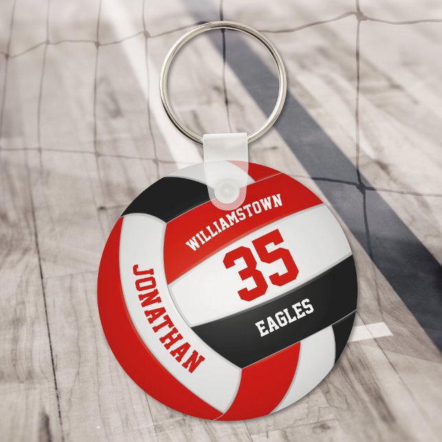 red black sports team colours boys girls volleybal key ring (Creator Uploaded)