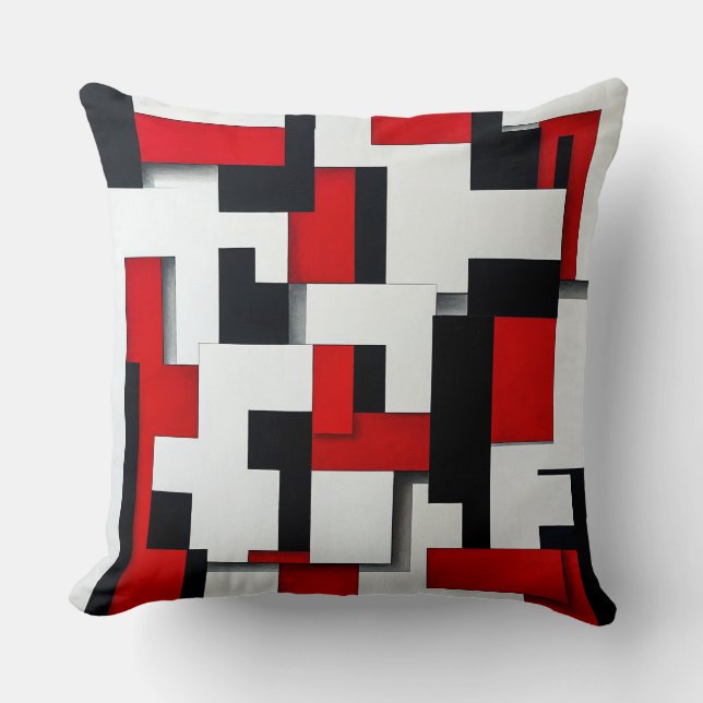 🛋️ Red Black Square Gift Modern Decor ❤️ Cushion (Front)