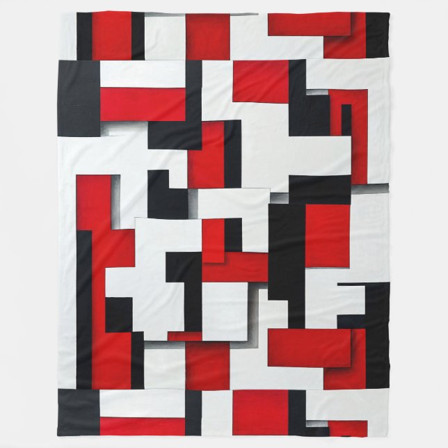 🟥 Red Black Square Pattern Cosy Home Gift 🎁 Fleece Blanket (Front)