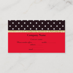 RED BLACK STAR BOW BUSINESS CARD GOLD