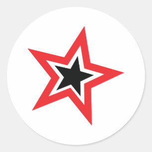 red black star fashion classic round sticker
