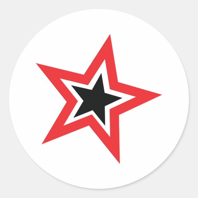 red black star fashion classic round sticker (Front)
