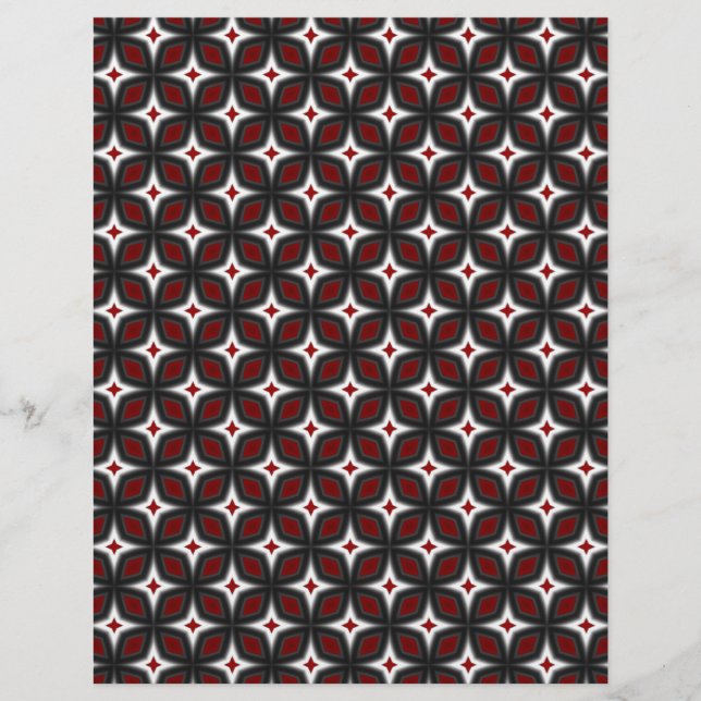 Red & Black Stargazer Scrapbook Craft Paper Pages (Front)