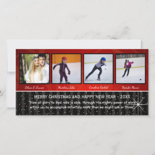 Red/Black Stars 4 Photos - Christmas Photo Card