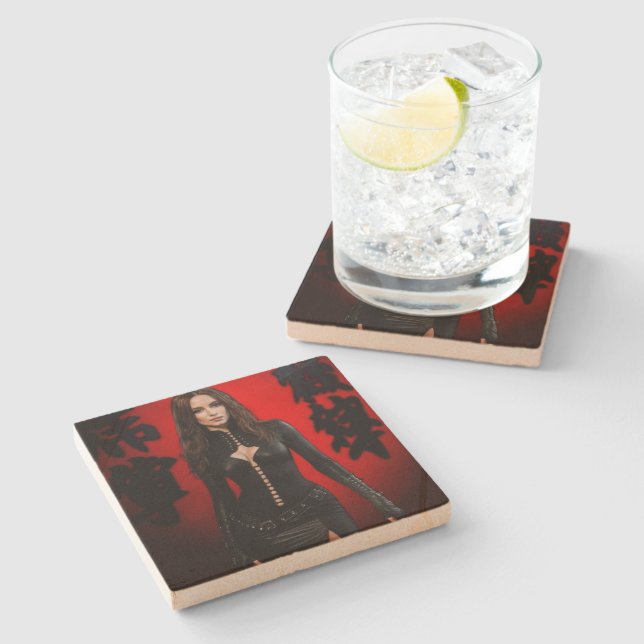 Red Black stone coaster (Side)