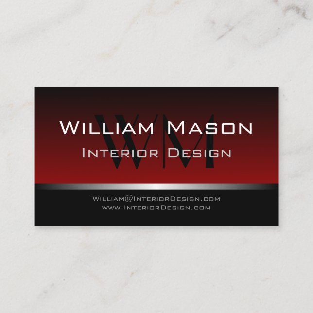 Red & Black Stripe Professional Business Card (Front)