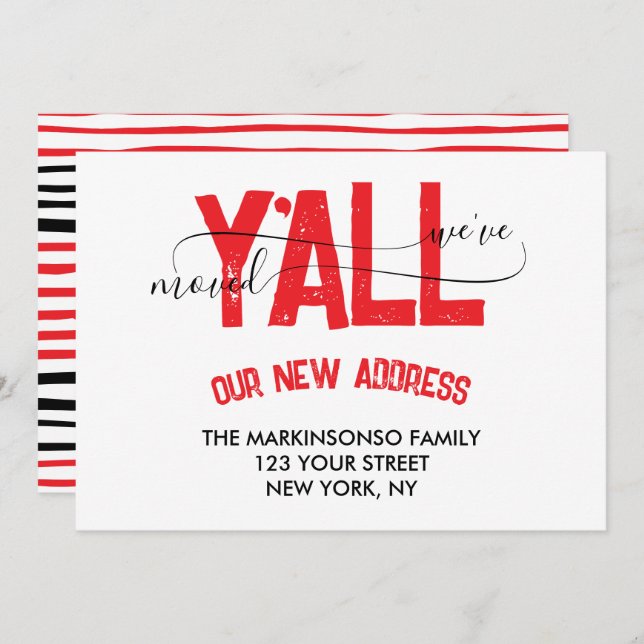 Red Black Stripe We Moved Moving Announcement (Front/Back)