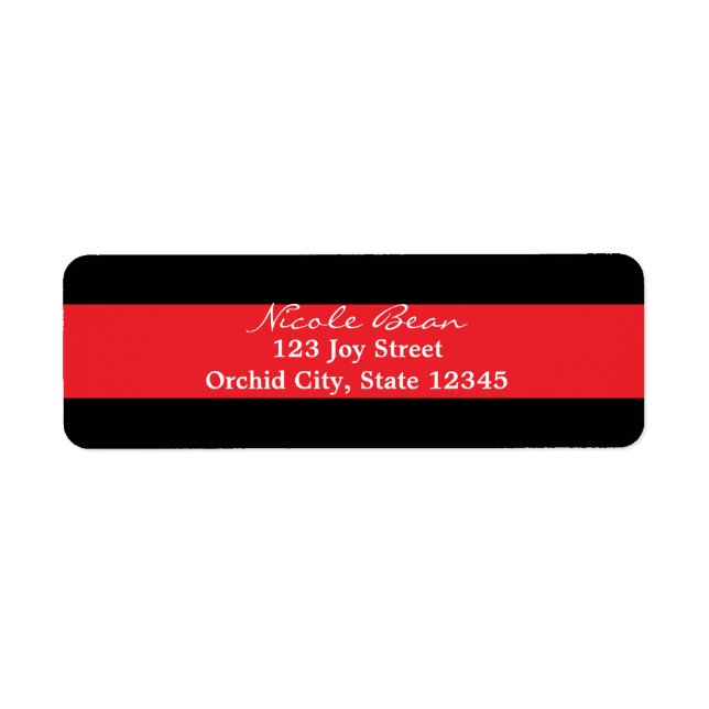 Red Black Striped Chic Invitation Address Labels (Front)