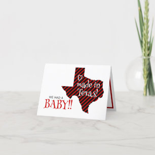 Red/Black Striped Made in Texas Photo Baby Announcement