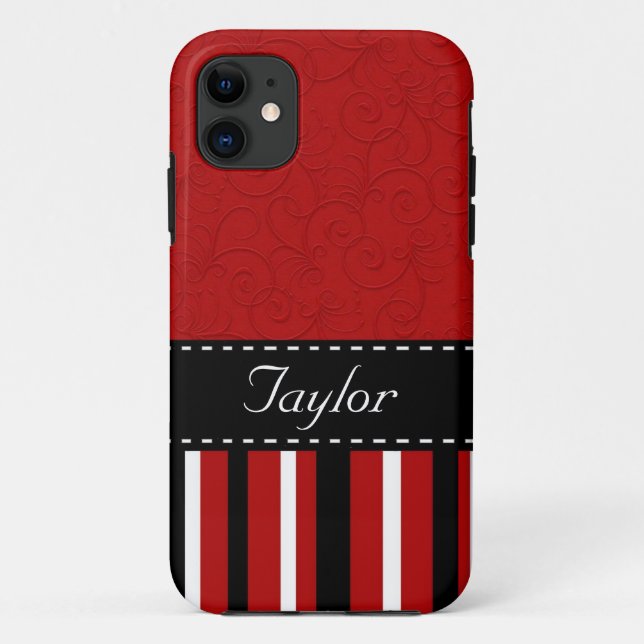 Red & Black Stripes Case-Mate iPhone Case (Back)
