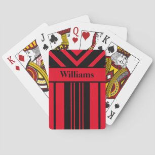Red & Black Stripes Chevrons, Your Name card deck