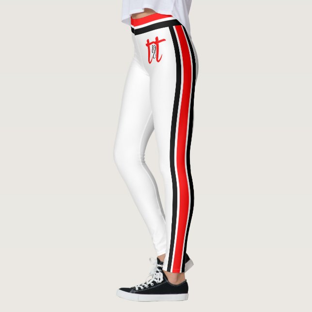 Red/Black Stripes on White Leggings (Left)