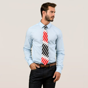 Red Black Stripes on White Tie