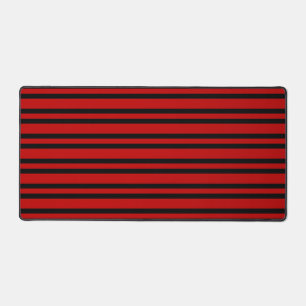 Red Black Stripes Pattern Desk Mat