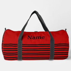 Red Black Stripes Pattern Large Duffle Bag