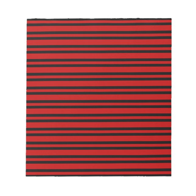 Red Black Stripes Pattern Notepad (Front)