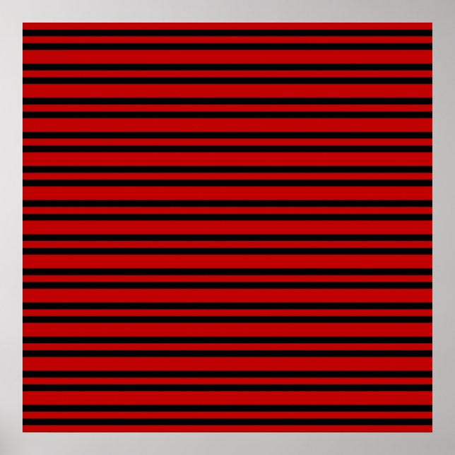 Red Black Stripes Pattern Poster (Front)