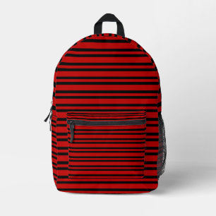 Red Black Stripes Pattern Printed Backpack