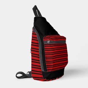 Red Black Stripes Pattern Sling Bag