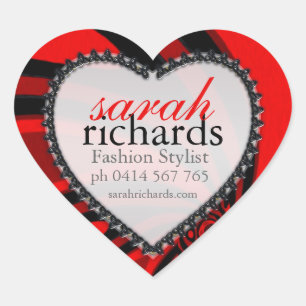 Red Black Stylish Bold Heart Stickers