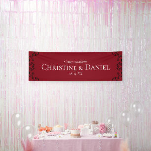 Red & Black Swirl Gothic Wedding Banner