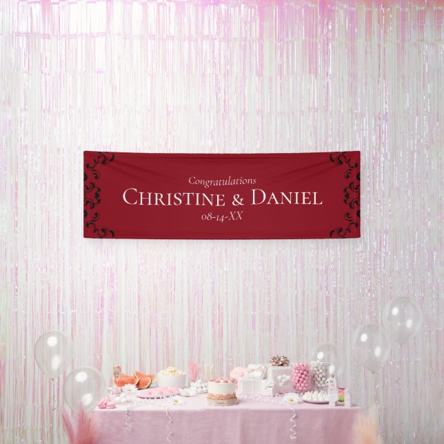 Red & Black Swirl Gothic Wedding Banner (Party)