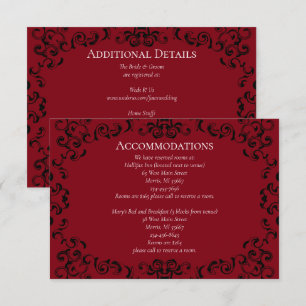 Red Black Swirl Gothic Wedding Enclosure Card