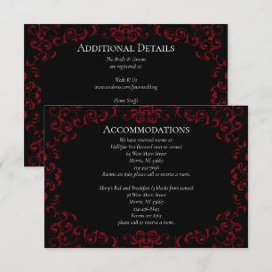 Red & Black Swirl Gothic Wedding Enclosure Card
