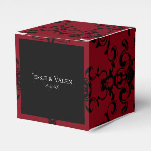 Red & Black Swirl Gothic Wedding Favour Box