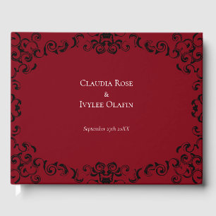 Red & Black Swirl Gothic Wedding Guest Book