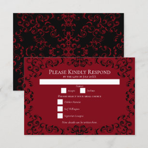 Red & Black Swirl Gothic Wedding Invitation