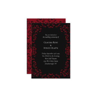 Red & Black Swirl Gothic Wedding Invitations