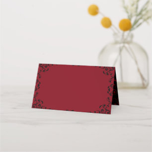 Red & Black Swirl Gothic Wedding Place Card