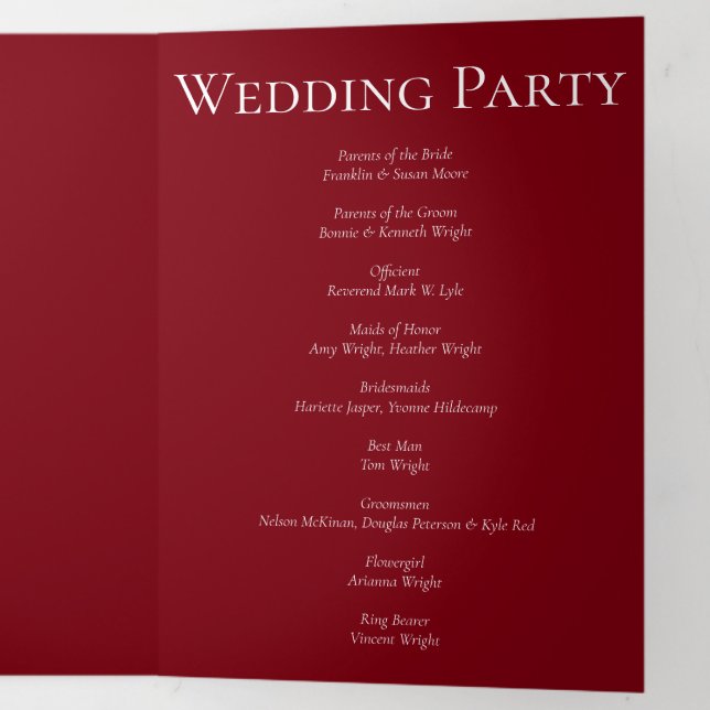 Red & Black Swirl Gothic Wedding Tri-Fold Programme (Inside Last)