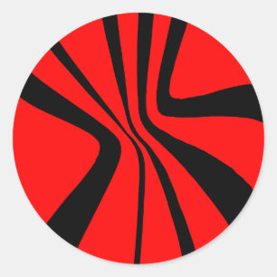 Red Black Swirls Modern Colours Pattern Classic Round Sticker
